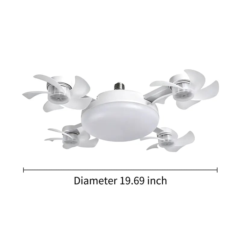 2026 New E27 Socket Ceiling Fan Light - 2-in-1 Silent LED Fan with Remote Control, Energy-Saving Cooling & Lighting Combo for Home Bedroom