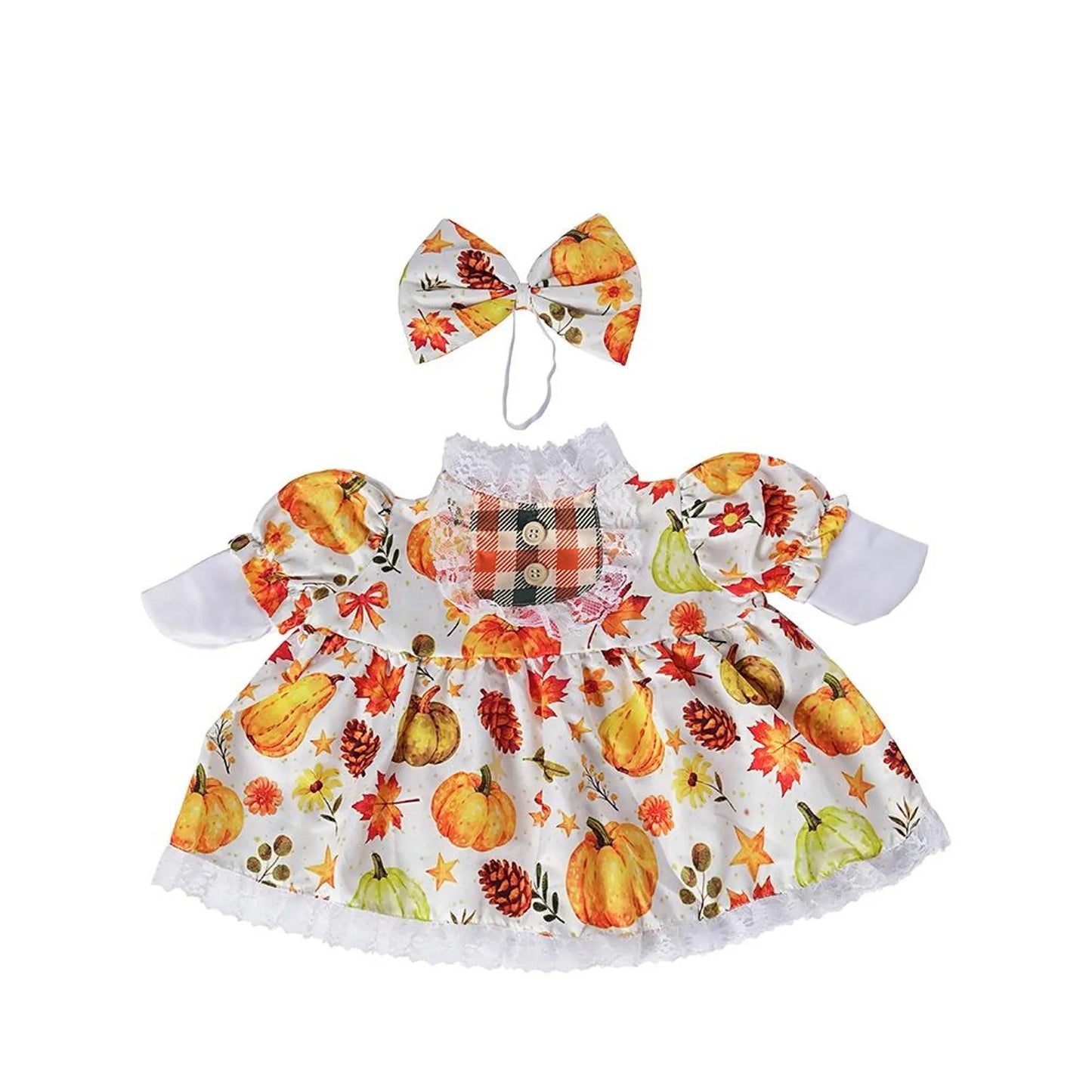 ๐ Harvest Blessings Porch Goose Outfit โ Thanksgiving Pumpkin Dress Set for 23" Lawn Goose๐