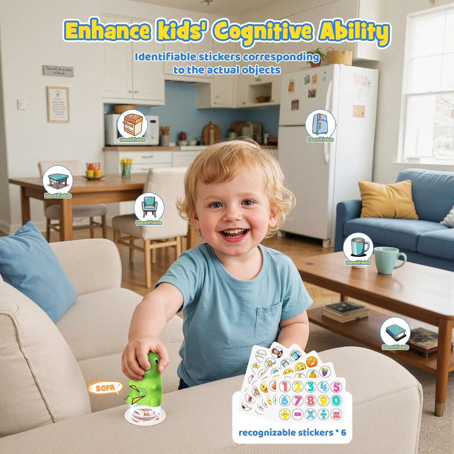Dinosaur Talking Flash Cards – 148 Cards, 592 Words, 5 Categories, Interactive Learning Stickers