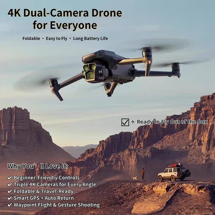 🚁 4K HD Camera Drone – 📦 Foldable · Easy to Fly · Long Battery Life