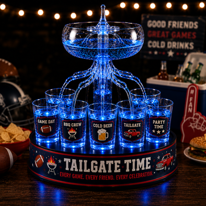 🏈 LIMITED-TIME SALE | LED Tailgate Shot Dispenser with Ice Storage Base – The Ultimate Game Day Party Centerpiece