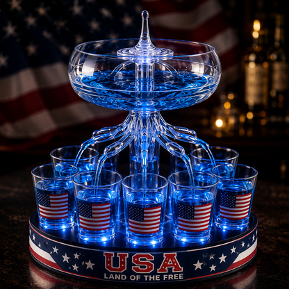 🏈 LIMITED-TIME SALE | LED Tailgate Shot Dispenser with Ice Storage Base – The Ultimate Game Day Party Centerpiece