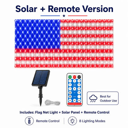 USA Solar Flag Net Lights – Outdoor Decor for Memorial & Independence Day