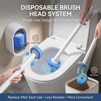 Disposable Toilet Brush Kit with 32 Refills – Wall-Mount Toilet Cleaning System