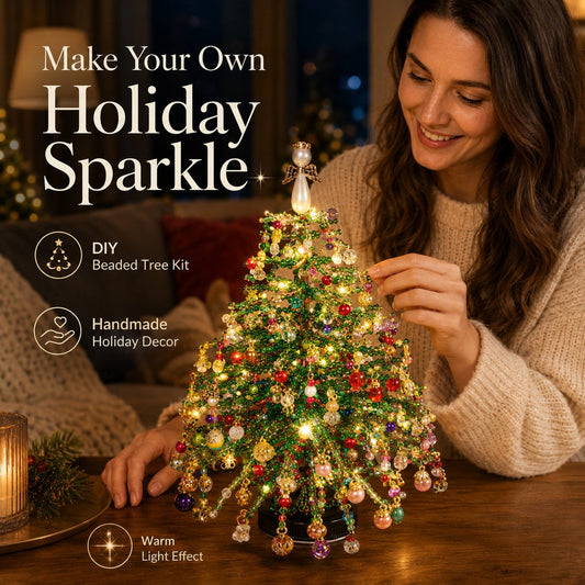 🎄✨ DIY Beaded Christmas Tree Kit – 🎅Create Your Own Sparkling Holiday Decorationvv