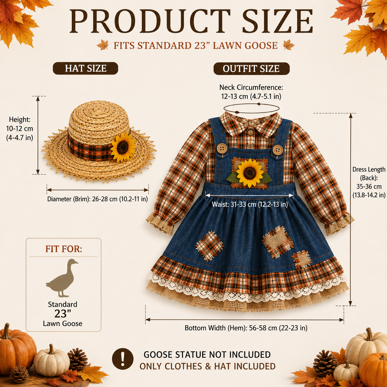 🌻  New 23" Sunflower Harvest Goose Outfit™ | Autumn Farmhouse Porch Decor