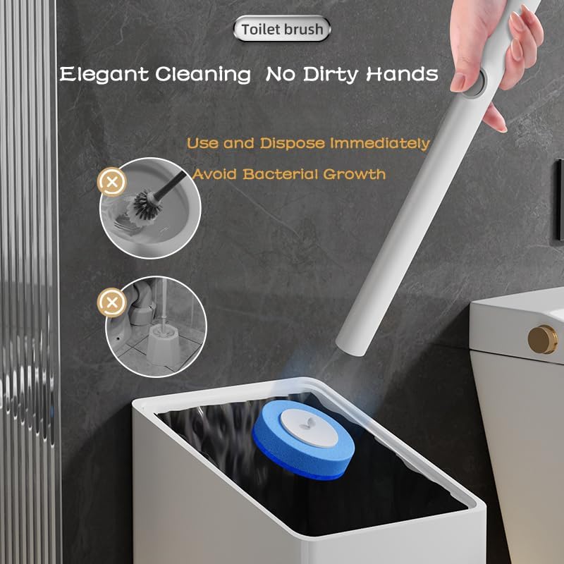 Disposable Toilet Brush Kit with 32 Refills – Wall-Mount Toilet Cleaning System