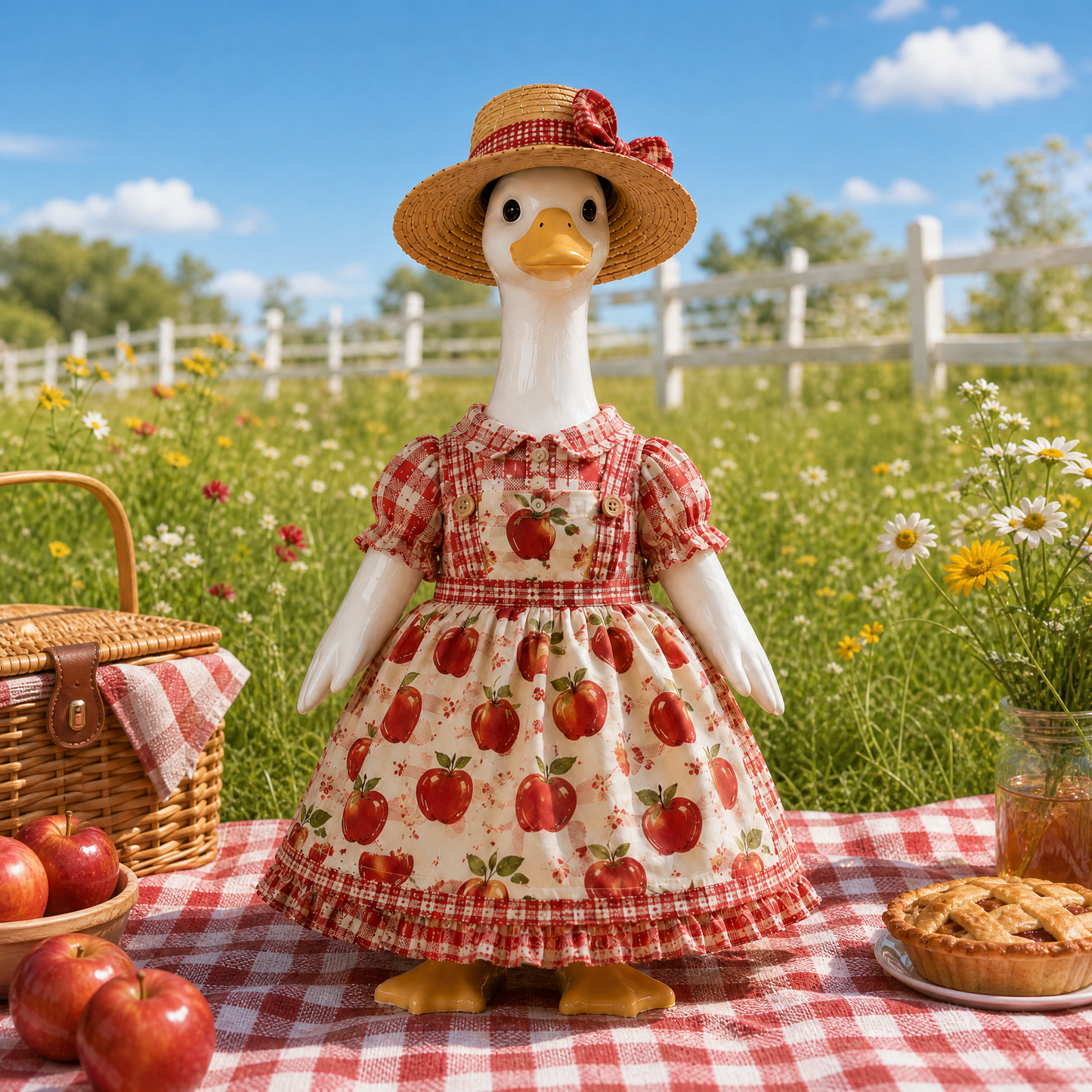 🍎  New 23" Apple Picking Goose Outfit™ | Fall Harvest Porch Decor