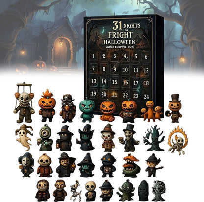 31 Nights of Fright-2025 New Halloween Countdown Box, Upgrade Halloween Advent Calendar Gift Box with Scary Doll Collectible Horror Figurines (15Days)