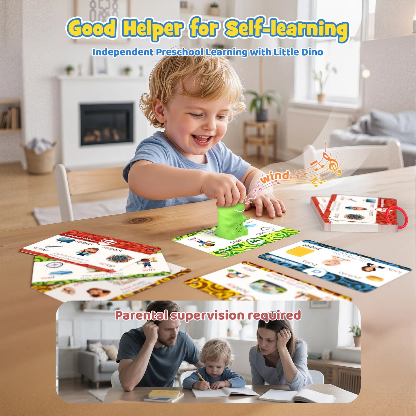 🦖Dinosaur Talking Flash Cards for Kids-148 Cards & 592 Words