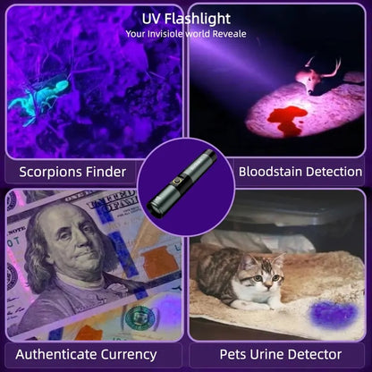 🔦Super Bright 1800LM 5-in-1 Flashlight – USB-C, Magnetic, Waterproof, 5-Color UV/White/Red/Yellow/Blue