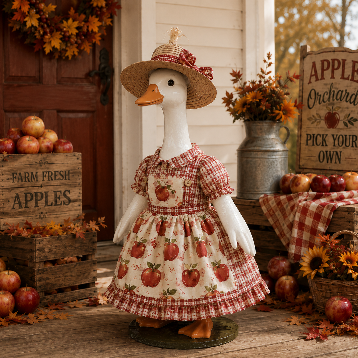 🍎  New 23" Apple Picking Goose Outfit™ | Fall Harvest Porch Decor