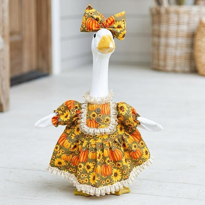 🎃Special Offer🌻 Country Harvest Porch Goose Dress – 23" Lawn Goose Pumpkin Sunflower Turkey Day Outfit