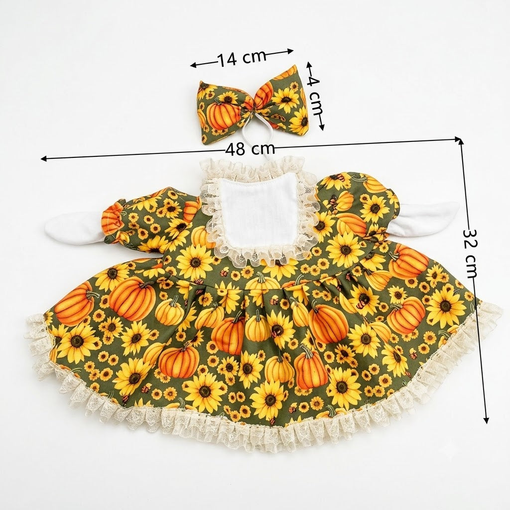 🎃Special Offer🌻 Country Harvest Porch Goose Dress – 23" Lawn Goose Pumpkin Sunflower Turkey Day Outfit