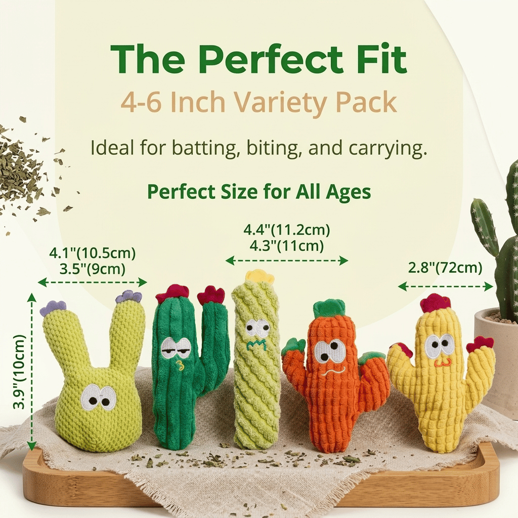 🔥Handmade Soft Cactus Kitten Chew Toys with Natural Catnip