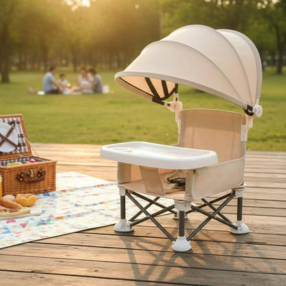 ✈️ Portable Baby High Chair with Safety Harness | Fold, Carry & Feed Anywhere