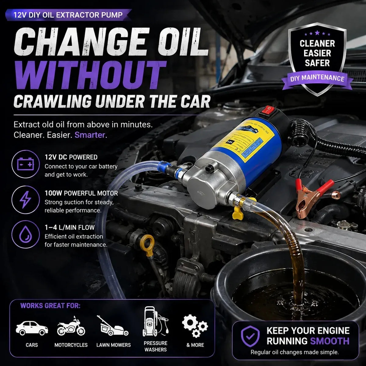 12V 100W Efficient Powerful Self-Priming Oil Pump