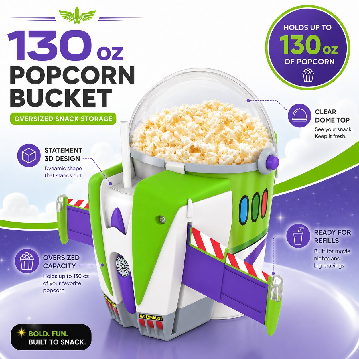 Buzz Lightyear 130 oz Bucket & 24oz Cup Combo Container