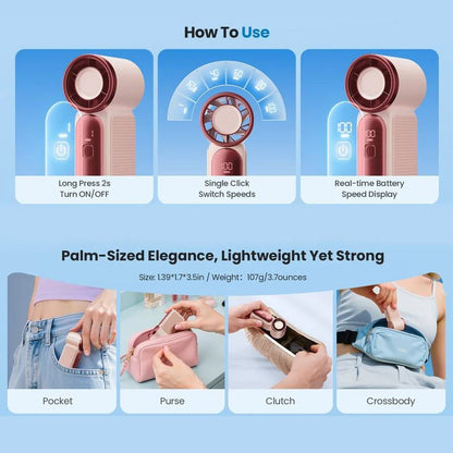 Mini Handheld Fan with LED Display