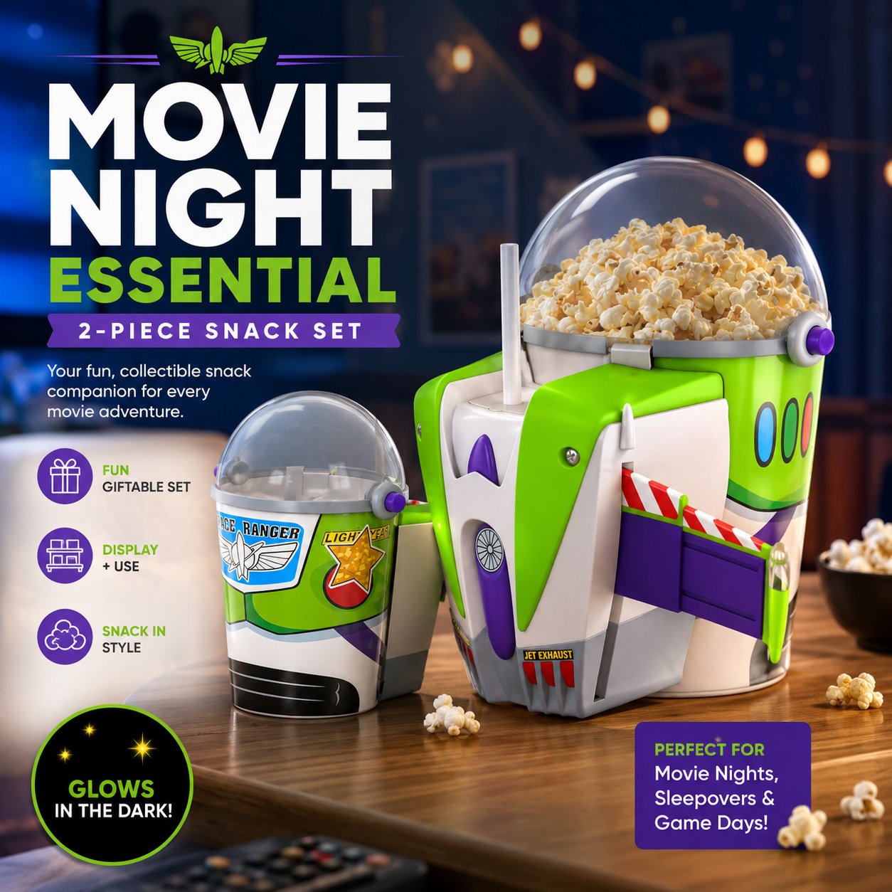 Buzz Lightyear 130 oz Bucket & 24oz Cup Combo Container