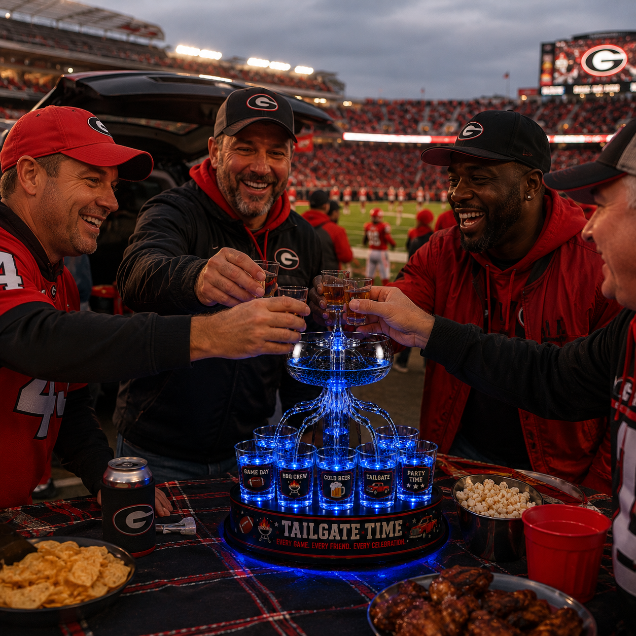 🏈 LIMITED-TIME SALE | LED Tailgate Shot Dispenser with Ice Storage Base – The Ultimate Game Day Party Centerpiece