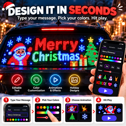 🚗 Smart LED Pixel Car Display – App-Controlled DIY Text & Animations