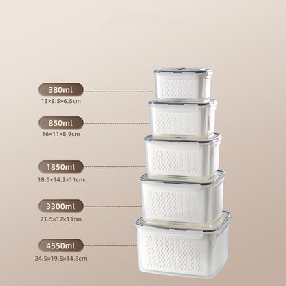5 Pack Fridge Organizers and Storage - Stackable Fruit Storage Containers for Fridge with Removable Colander