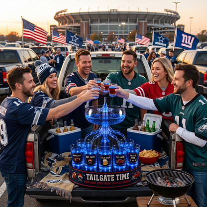 🏈 LIMITED-TIME SALE | LED Tailgate Shot Dispenser with Ice Storage Base – The Ultimate Game Day Party Centerpiece