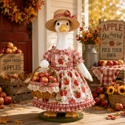🍎  New 23" Apple Picking Goose Outfit™ | Fall Harvest Porch Decor