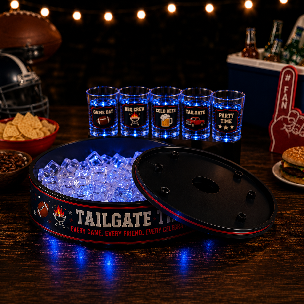 🏈 LIMITED-TIME SALE | LED Tailgate Shot Dispenser with Ice Storage Base – The Ultimate Game Day Party Centerpiece