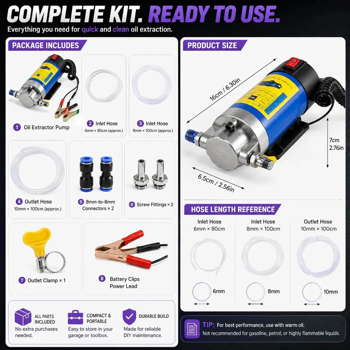 12V 100W Efficient Powerful Self-Priming Oil Pump