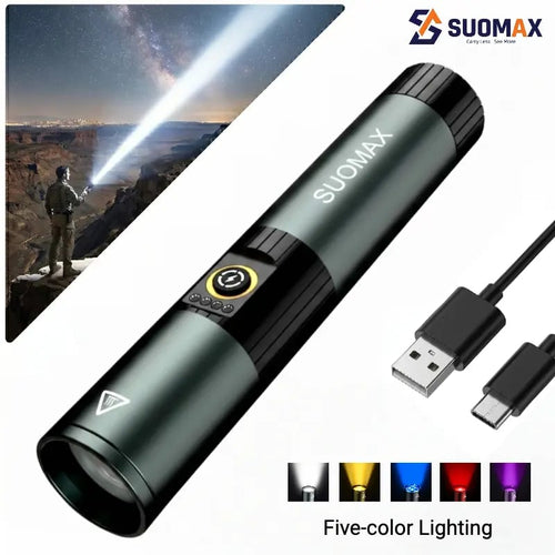 🔦Super Bright 1800LM 5-in-1 Flashlight – USB-C, Magnetic, Waterproof, 5-Color UV/White/Red/Yellow/Blue