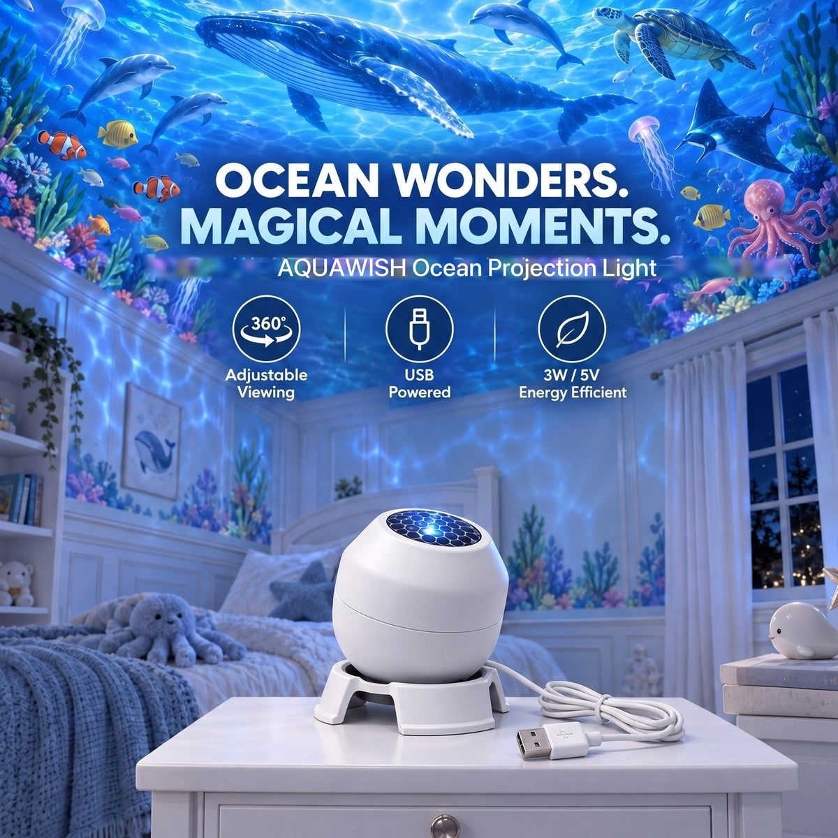 🌊 Magical Ocean Projector | Turn Bedtime Into an Underwater Adventure