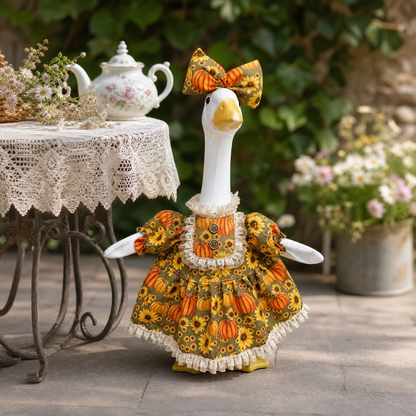 🎃Special Offer🌻 Country Harvest Porch Goose Dress – 23" Lawn Goose Pumpkin Sunflower Turkey Day Outfit