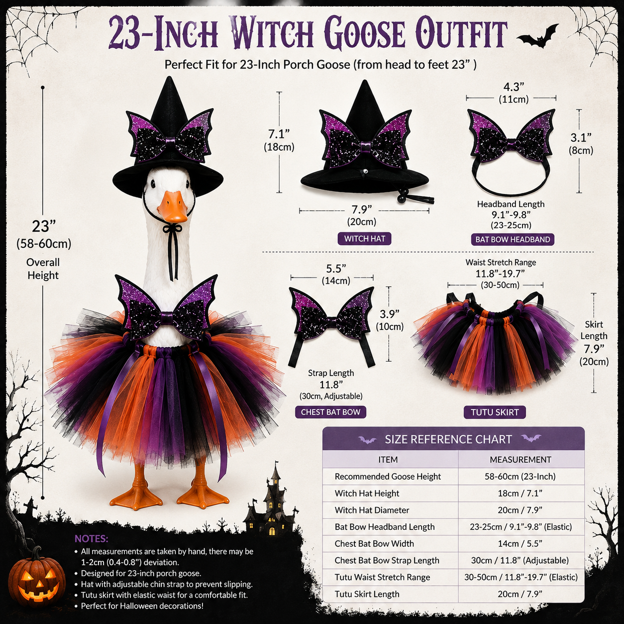 🧙New 23" Halloween Witch Goose Outfit™ | Spooky Porch Decor