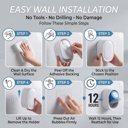Disposable Toilet Brush Kit with 32 Refills – Wall-Mount Toilet Cleaning System