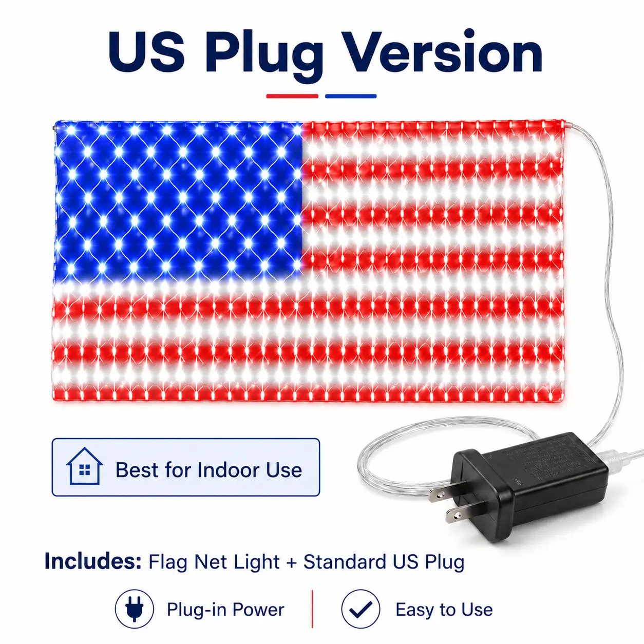 USA Solar Flag Net Lights – Outdoor Decor for Memorial & Independence Day