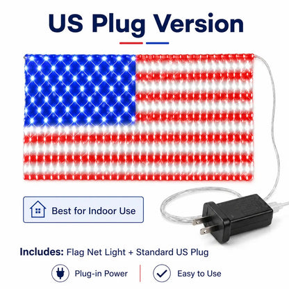 USA Solar Flag Net Lights – Outdoor Decor for Memorial & Independence Day