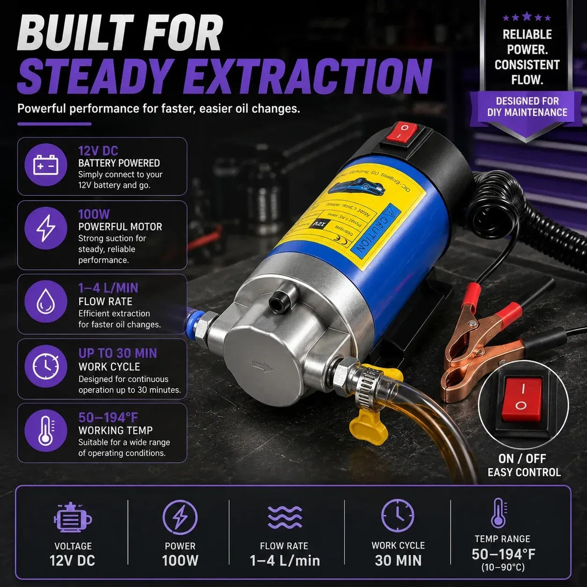 12V 100W Efficient Powerful Self-Priming Oil Pump