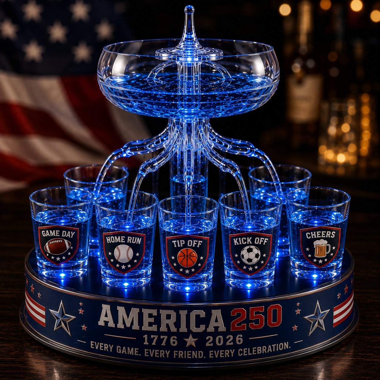 🏈 LIMITED-TIME SALE | LED Tailgate Shot Dispenser with Ice Storage Base – The Ultimate Game Day Party Centerpiece