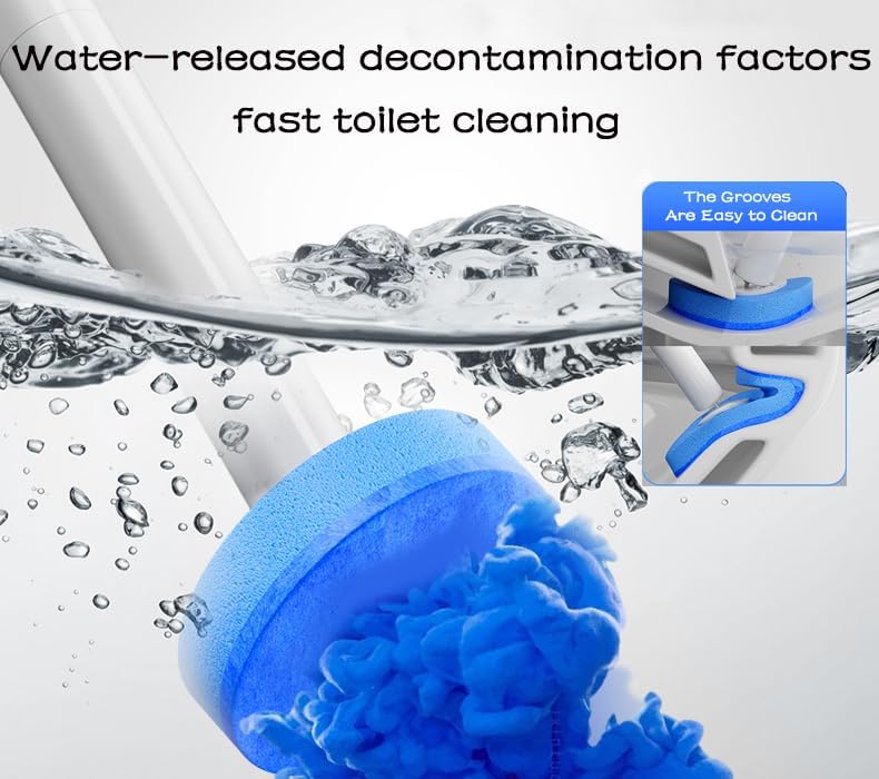 Disposable Toilet Brush Kit with 32 Refills – Wall-Mount Toilet Cleaning System