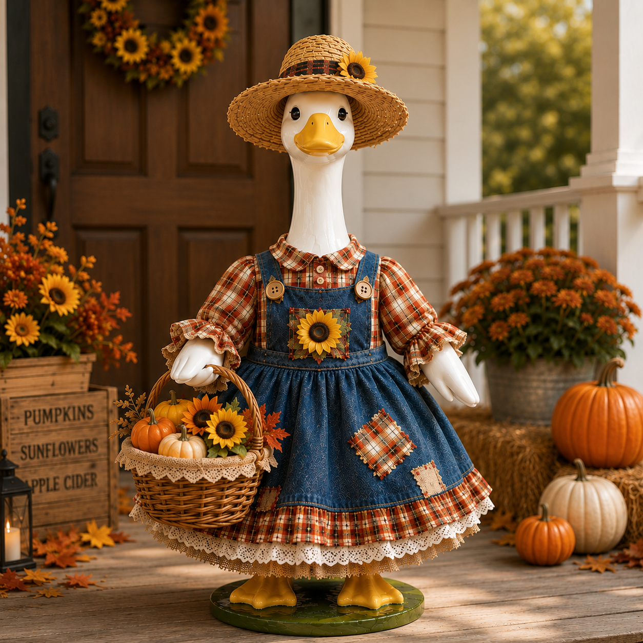 🌻  New 23" Sunflower Harvest Goose Outfit™ | Autumn Farmhouse Porch Decor