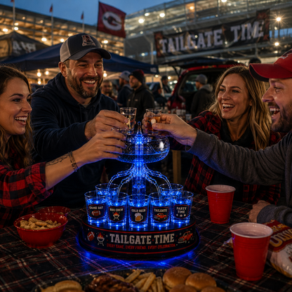 🏈 LIMITED-TIME SALE | LED Tailgate Shot Dispenser with Ice Storage Base – The Ultimate Game Day Party Centerpiece