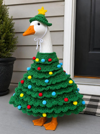 Christmas Tree Porch Goose, Silly Porch Goose Dress, Christmas Porch Goose Decor, Holiday Porch Goose Decor
