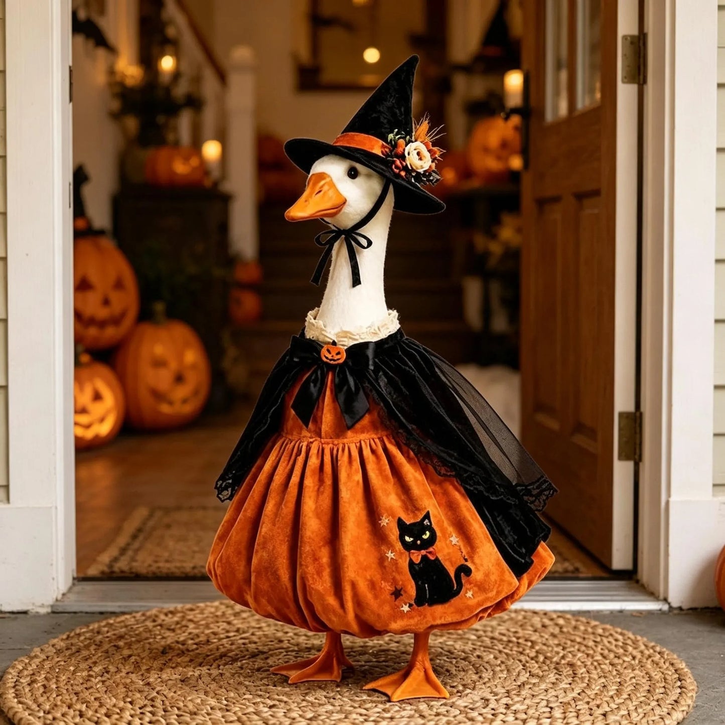 🎃 Vintage Velvet Witch Goose Outfit™ | Welcome Trick-or-Treaters in Style